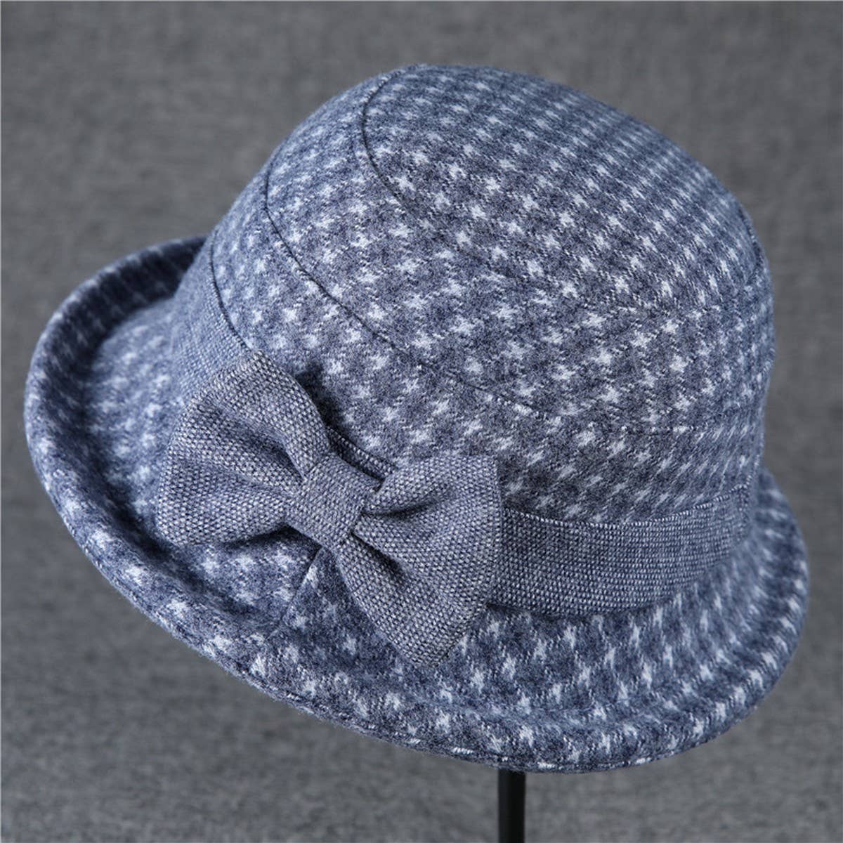THICKENED WARM CURLED BOW RETRO BUCKET HAT_CWAH1795