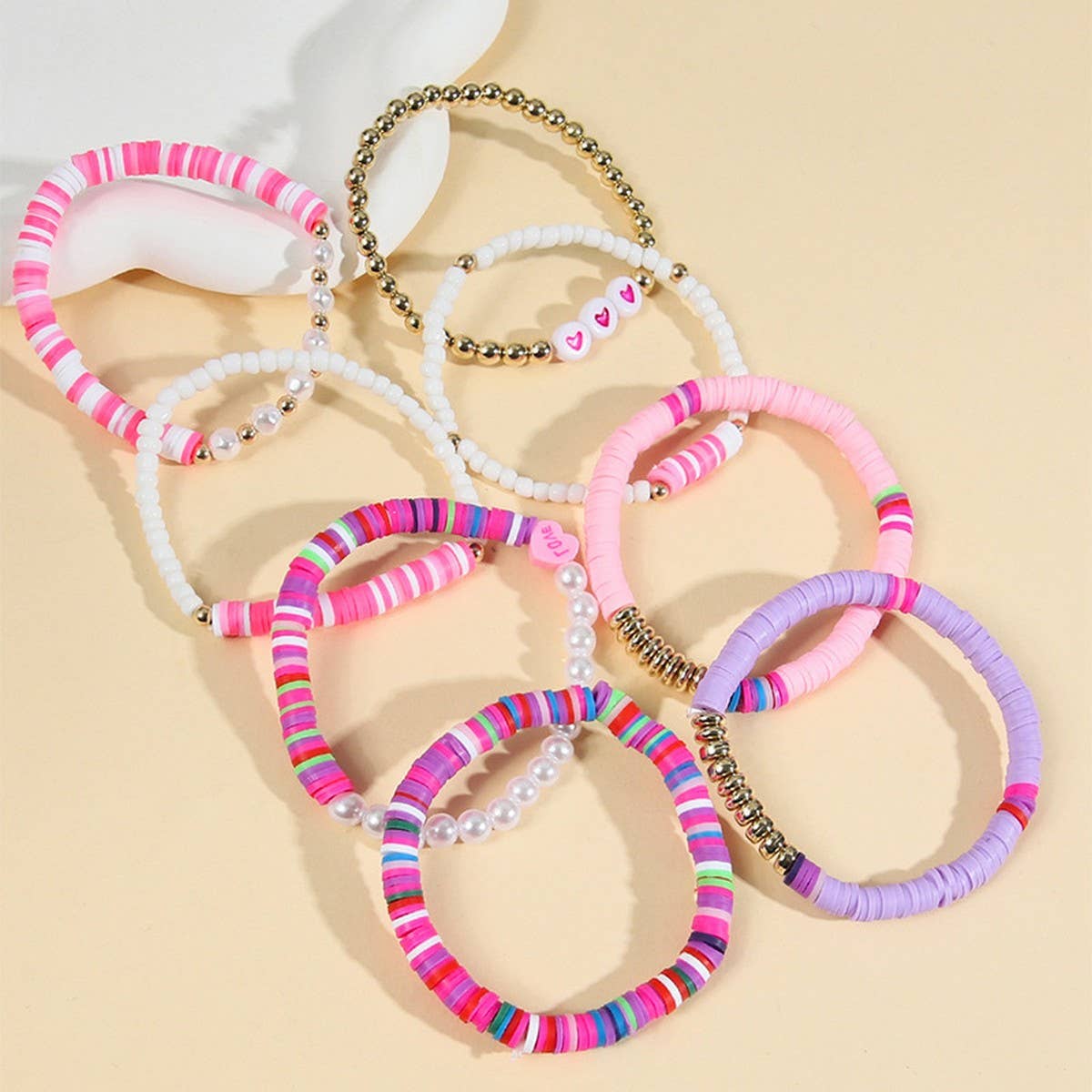 RAINBOW IMITATION PEARL 8-PIECE BRACELET SET_CWMM3511