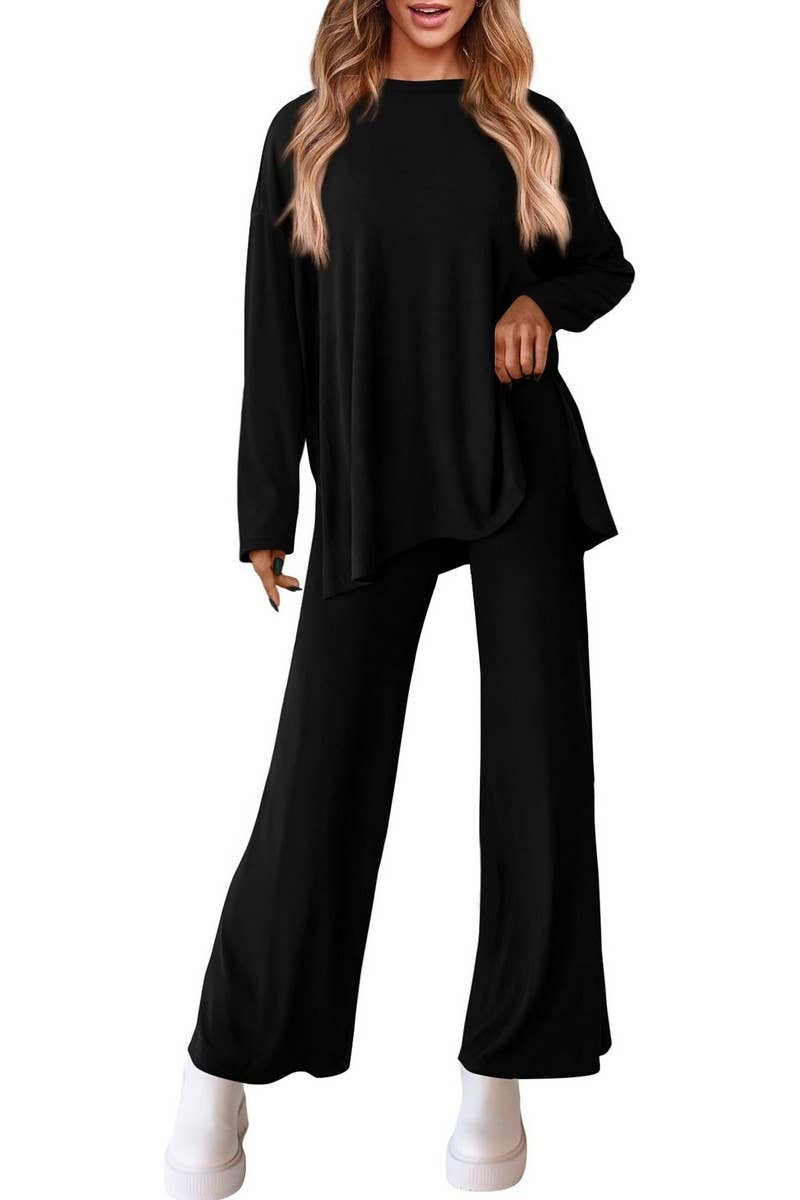 CWSTB00483_2025 KNIT LOUNGE SET WOMEN 2 PIECE CASUAL OUTFITS