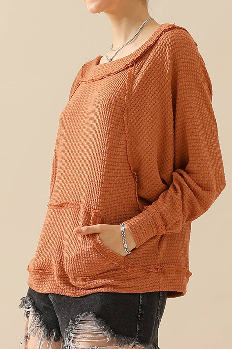 CWTTL1098-P_PULLOVER BOAT NECK POCKETED SWEATER KNIT TOP