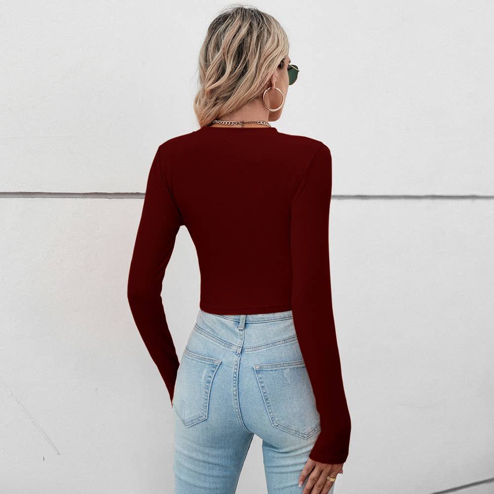 CASUAL IRREGULAR SHORT PLEATED SLIM-FIT T-SHIRT