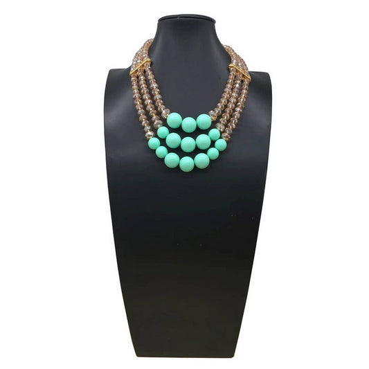 CRYSTAL ACRYLIC COLORFUL BEADS MULTI-LAYER NECKLACE