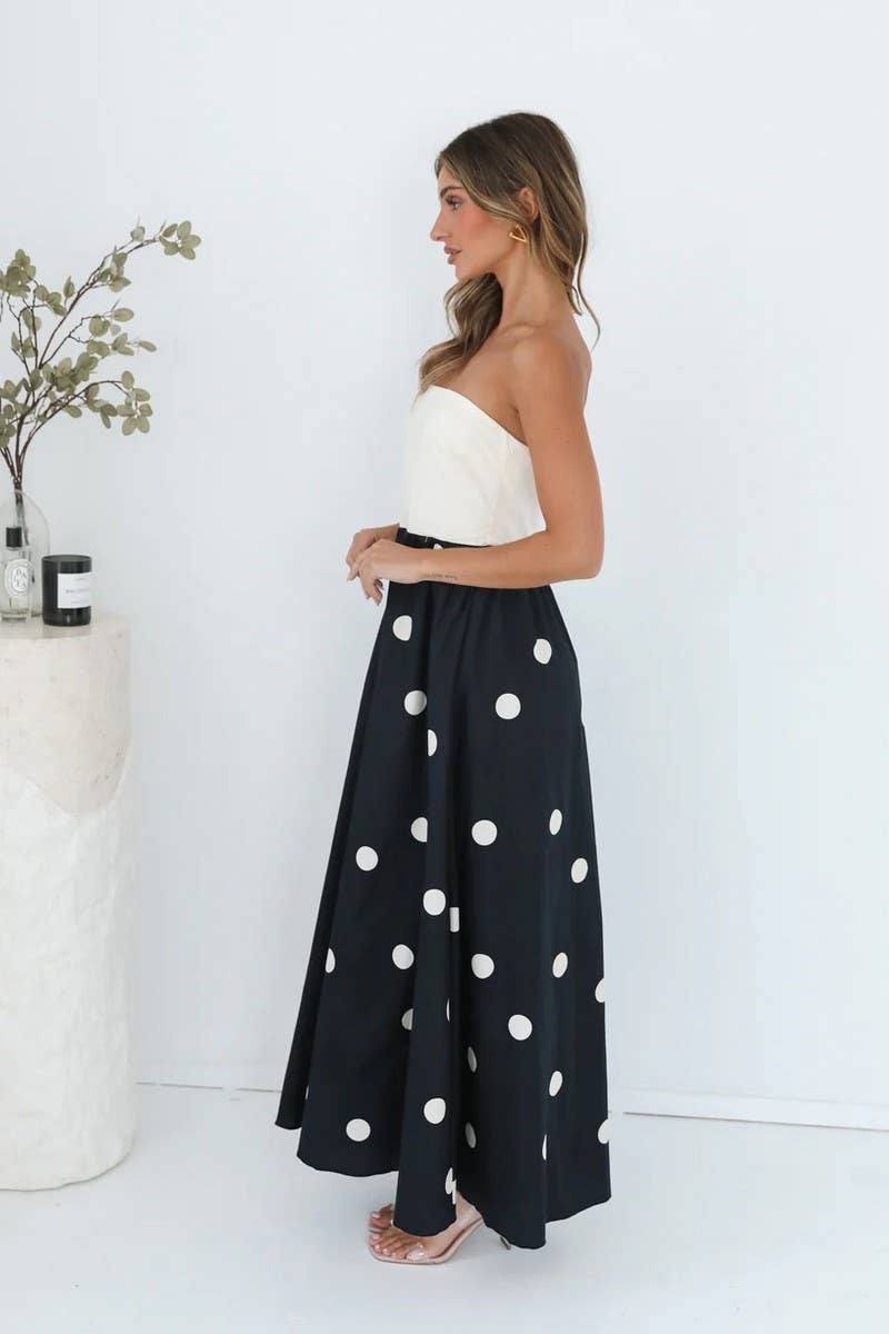 CWDHL1028_WOMEN'S SEXY A-LINE DRESS WITH CHEST WRAP