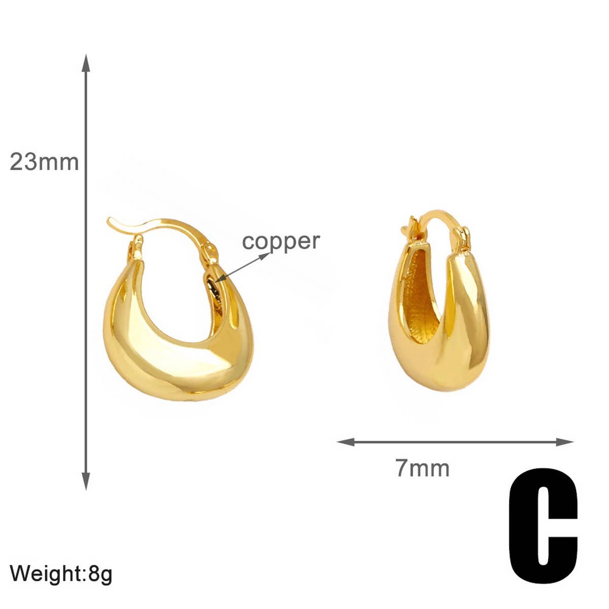 U SHAPED MINIMALIST GOLD PLATED EARRINGS