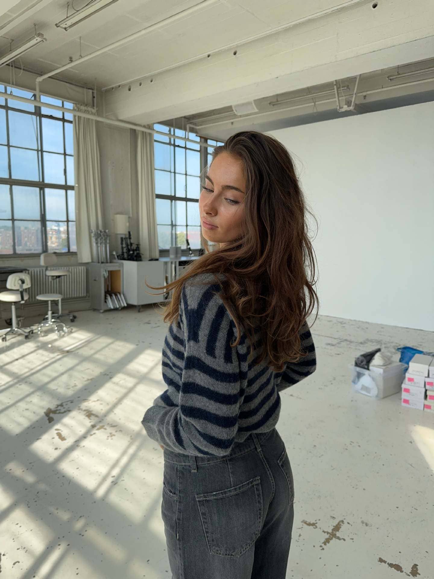 Casual, loose and laid-back striped sweater