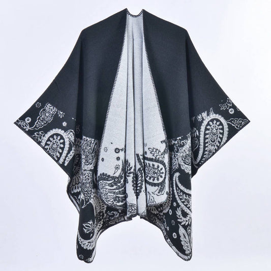 VINTAGE CASHEW FLOWER THICK WARM SHAWL