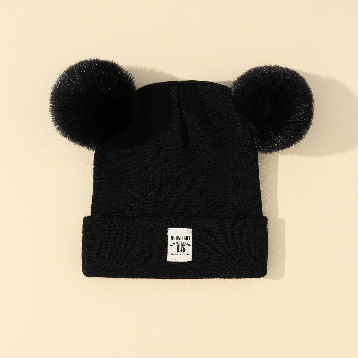SOLID COLOR CHILDREN'S DOUBLE BALL KNITTED HAT_CWAH1742