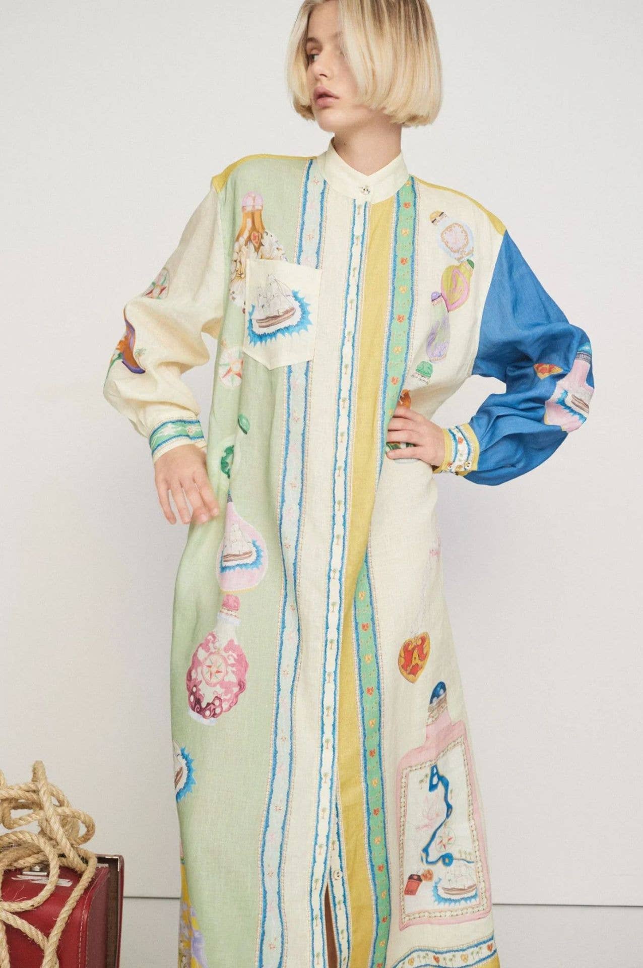 Casual fashion lace-up print long dress