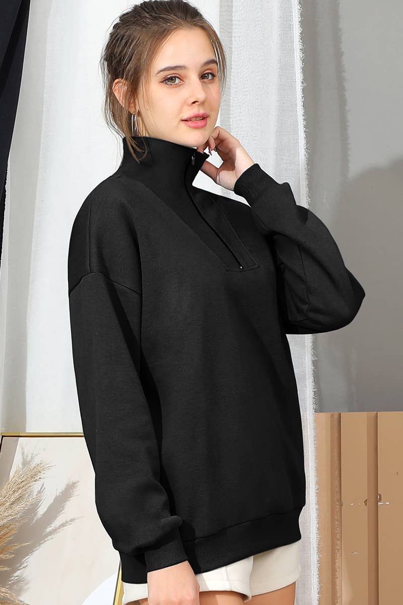 CWTTL1468_Zip Neck Lightweight Pullover Sweatshirt