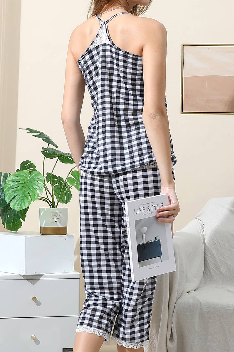 CWSPJ038_RACERBACK TOP LACE AND CAPRI PAJAMA SET