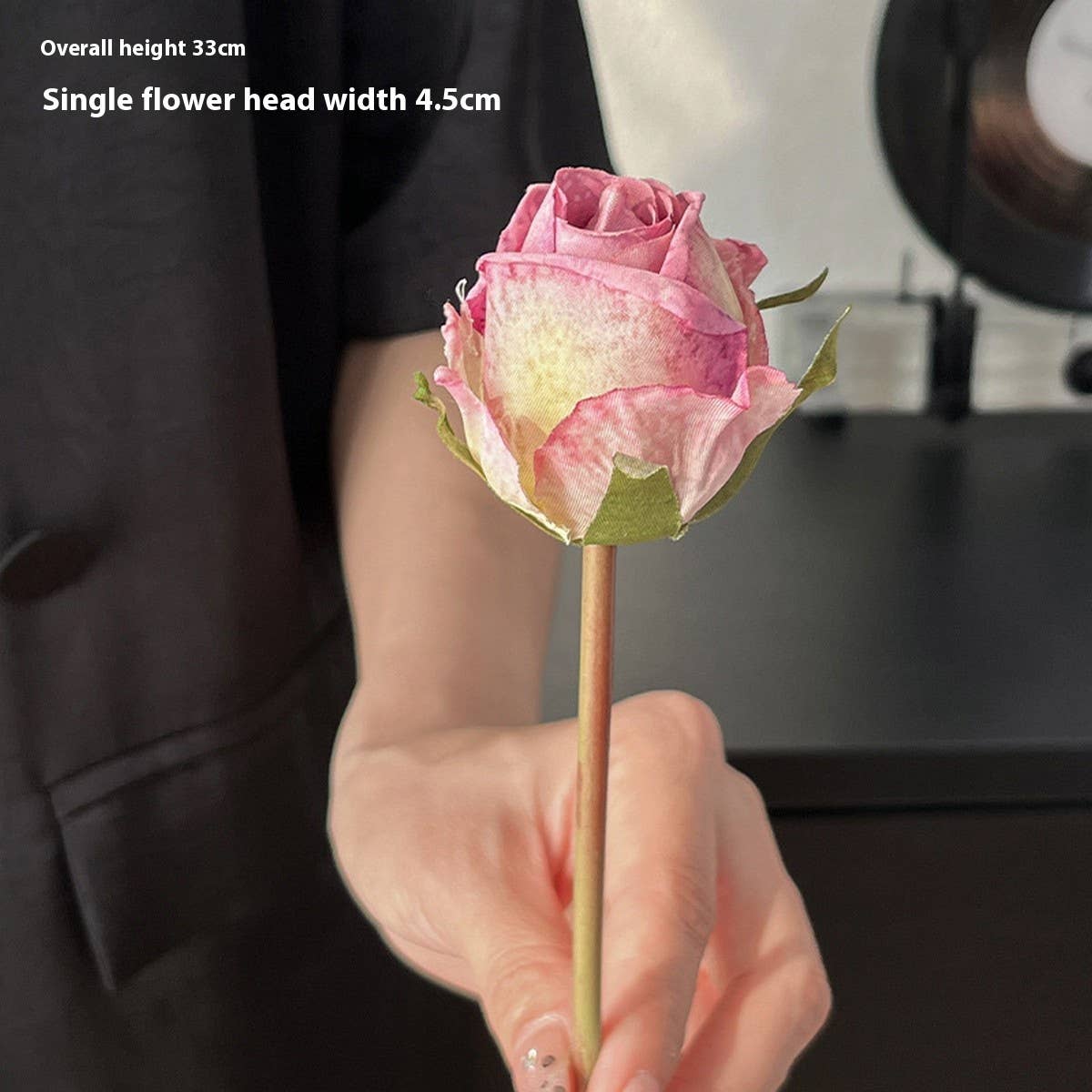 Burnt Edge Angora Red Rose Bouquet for Decoration_CWMM6574