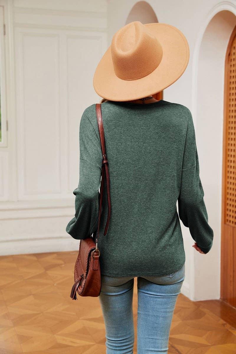 CWTBLL2393_LONG SLEEVE LACE V-NECK SOLID COLOR T-SHIRT TOP