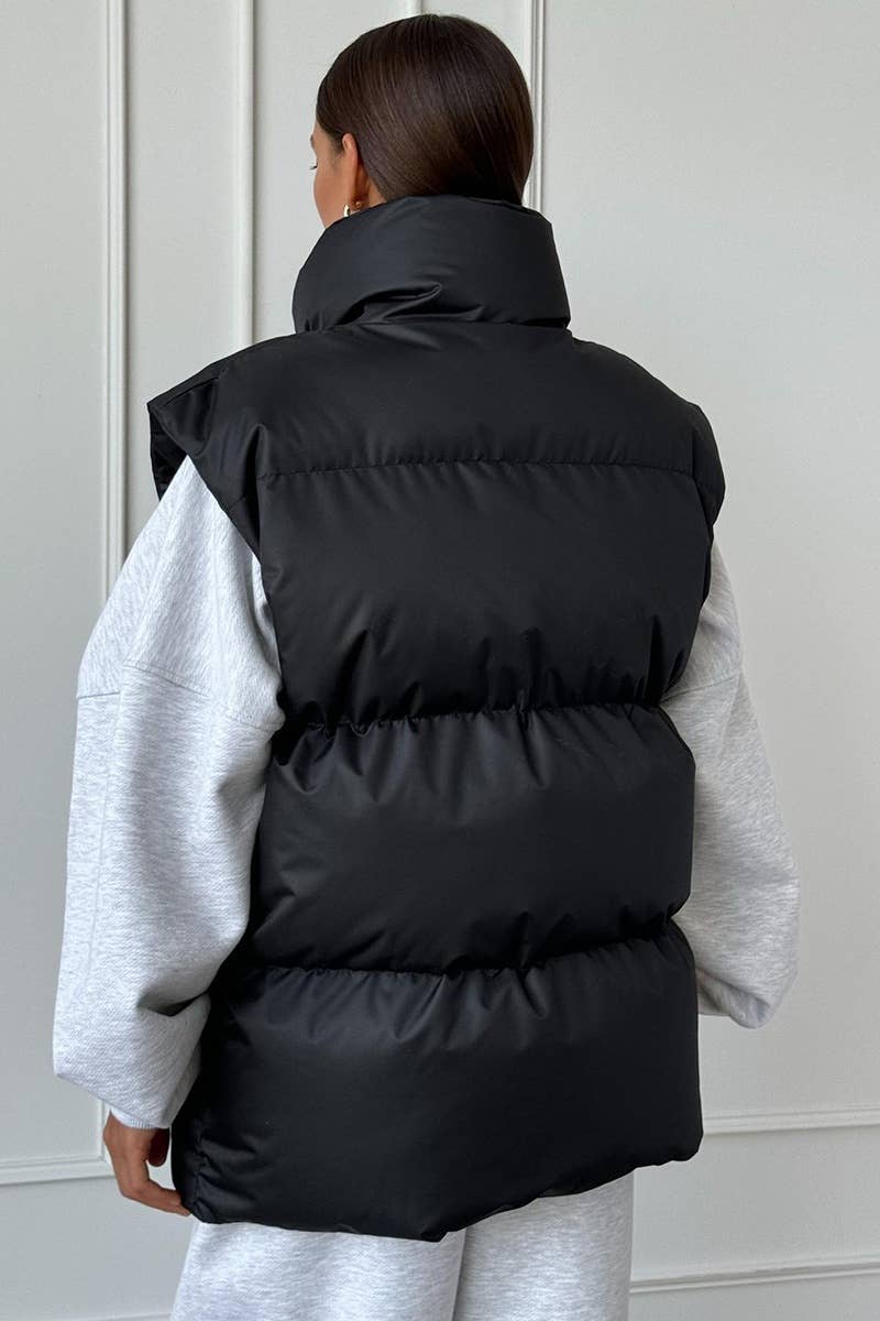 CWOCO0364_WINTER SLEEVELESS HIGH NECK VEST PADDED JACKET