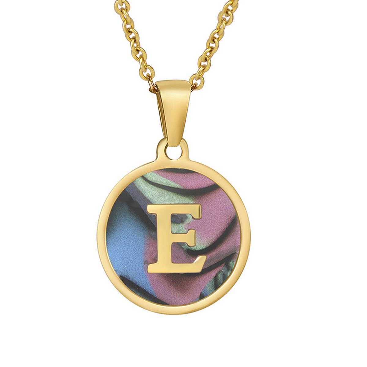 CIRCULAR SHELL ENGLISH LETTER PENDANT NECKLACE