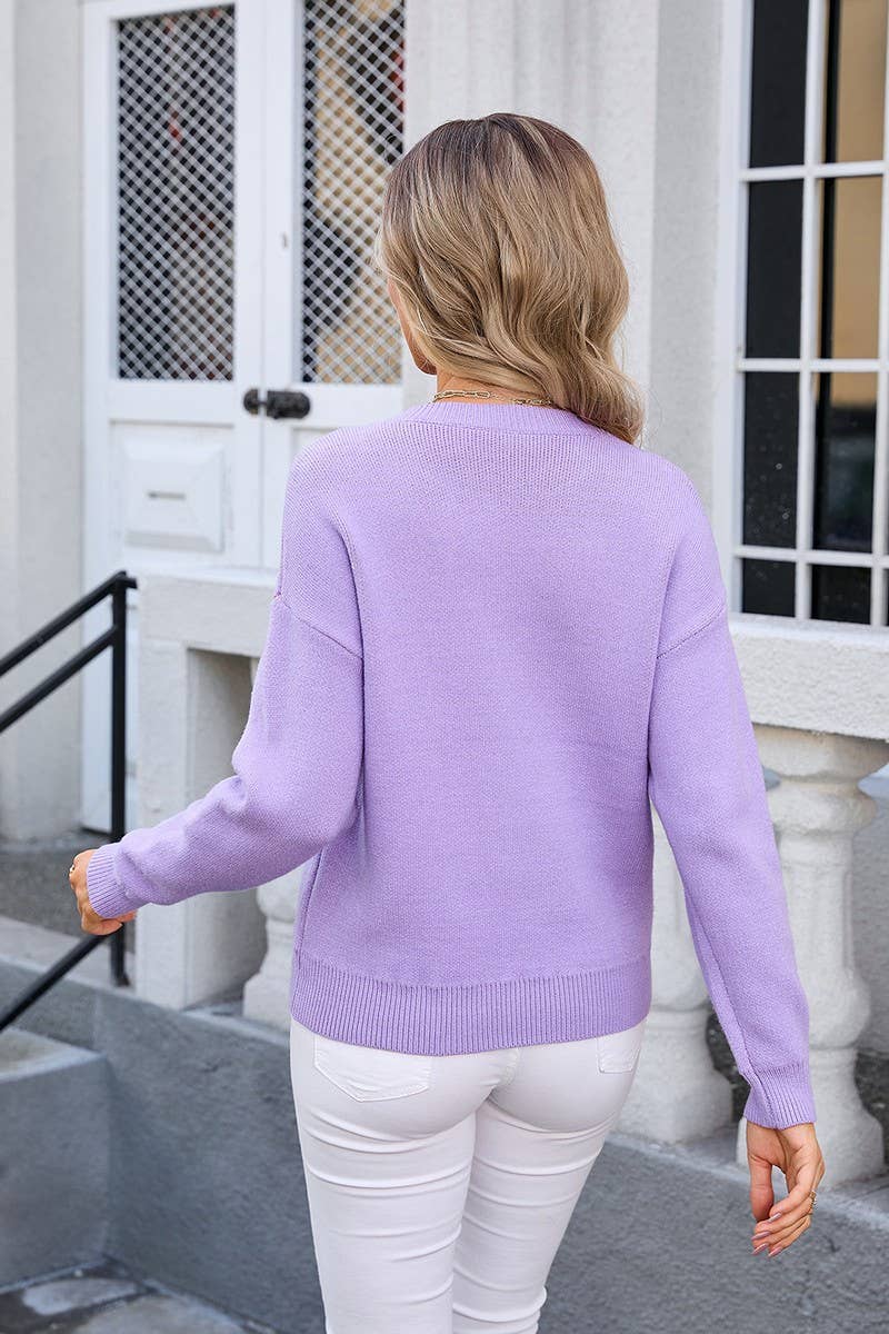 CWOSWL3117_BOW KNIT LONG SLEEVE PULLOVER SWEATER