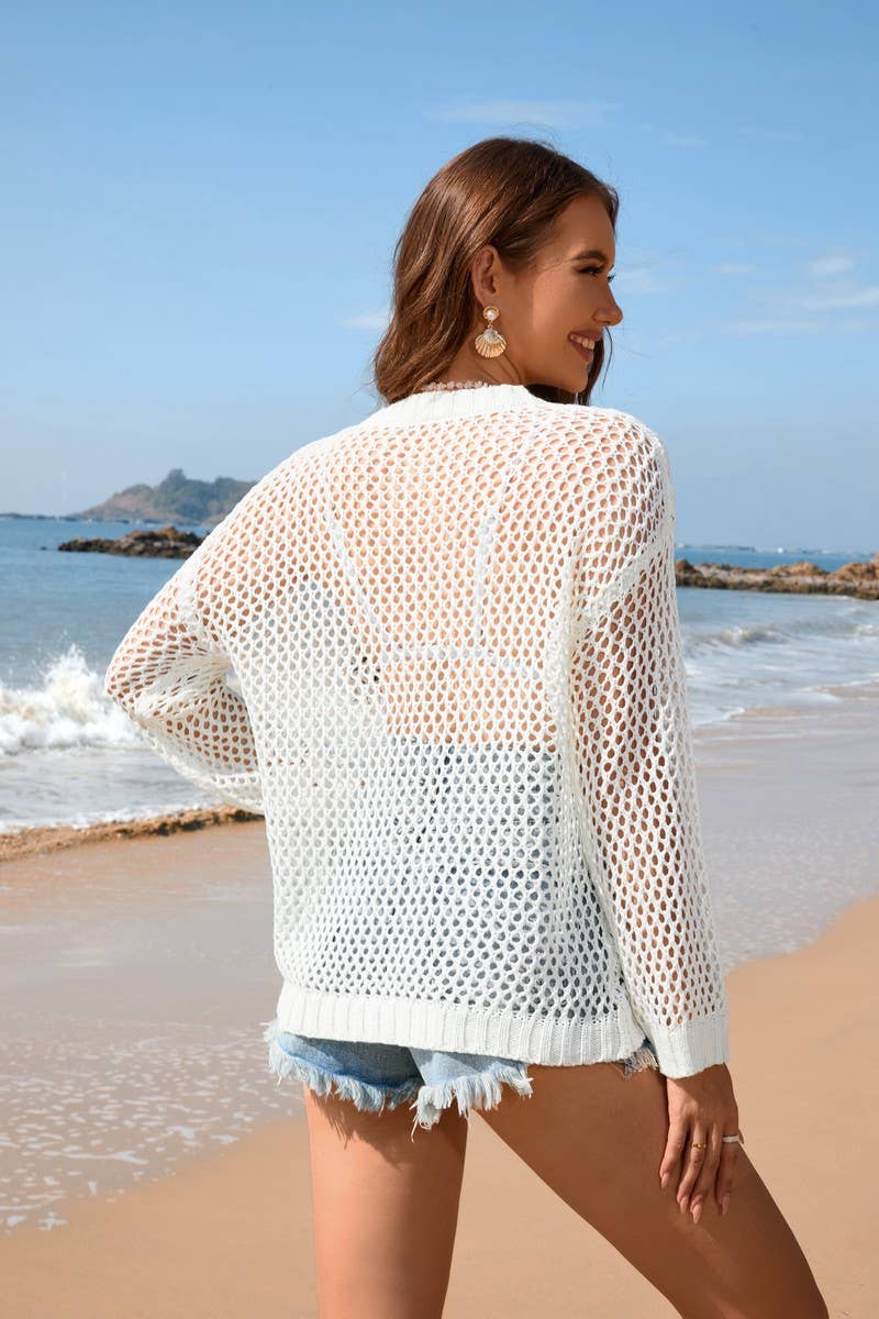 CREWNECK LOVE BEACH SMOCK SOLID COLOR KNITWEAR