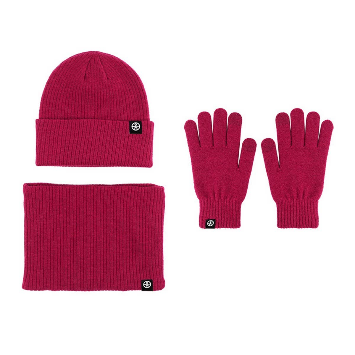 WINTER WARM WOOL HAT SCARF GLOVES THREE-PIECE SET