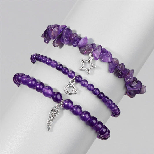 CWAJE4223_NATURAL STONE SIMPLE STAR LEAF PENDANT BRACELET