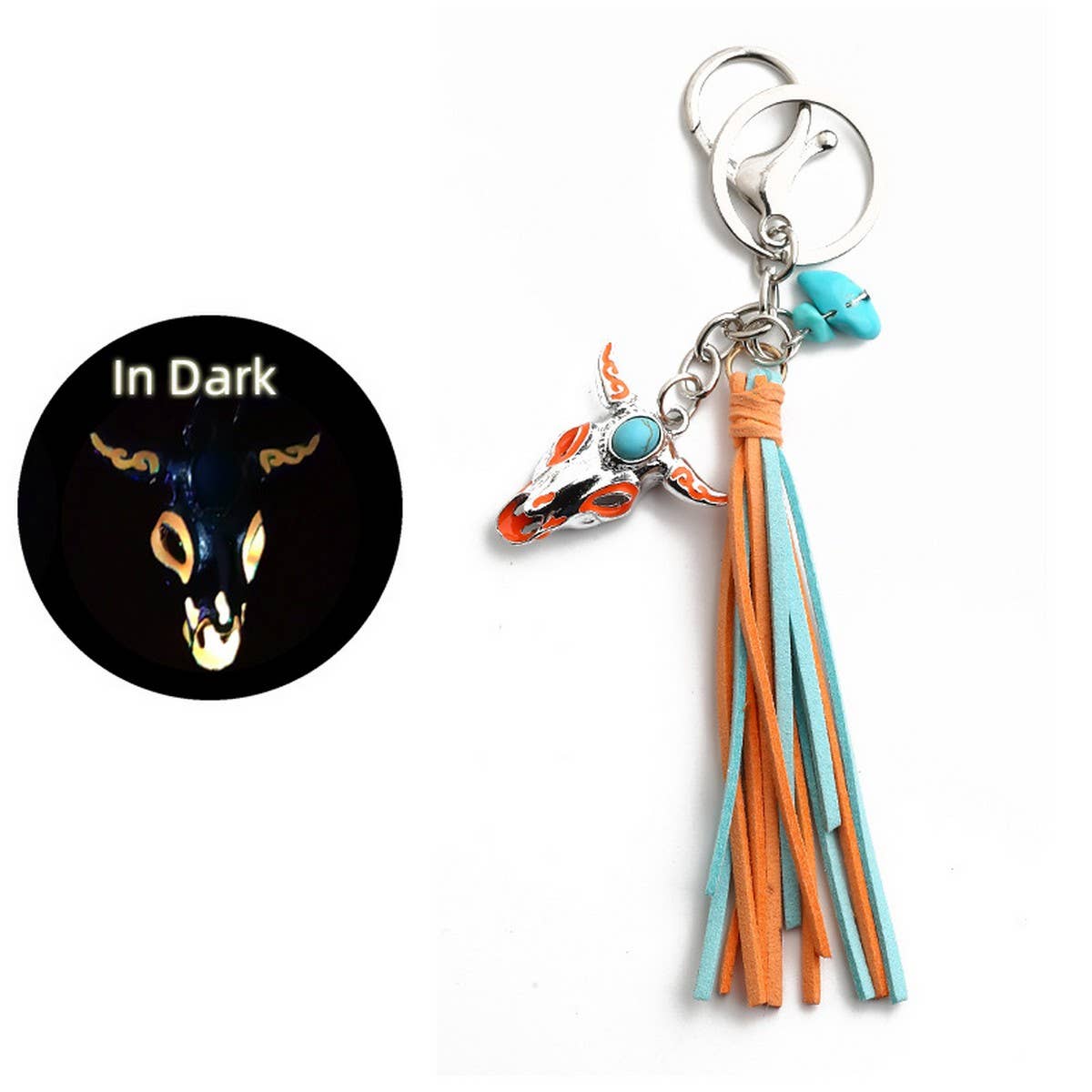 Vintage Western Glow-in-the-Dark Bull Keychain