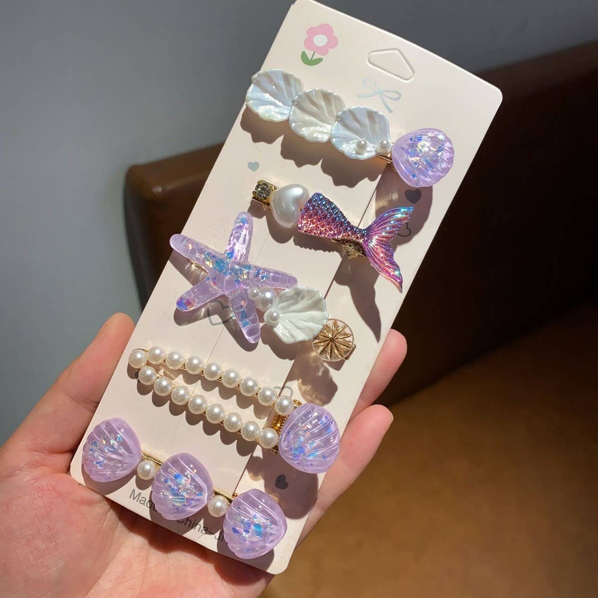 CWAHA07412_STARFISH SHELL HAIR CLIP FOR GIRLS SUMMER