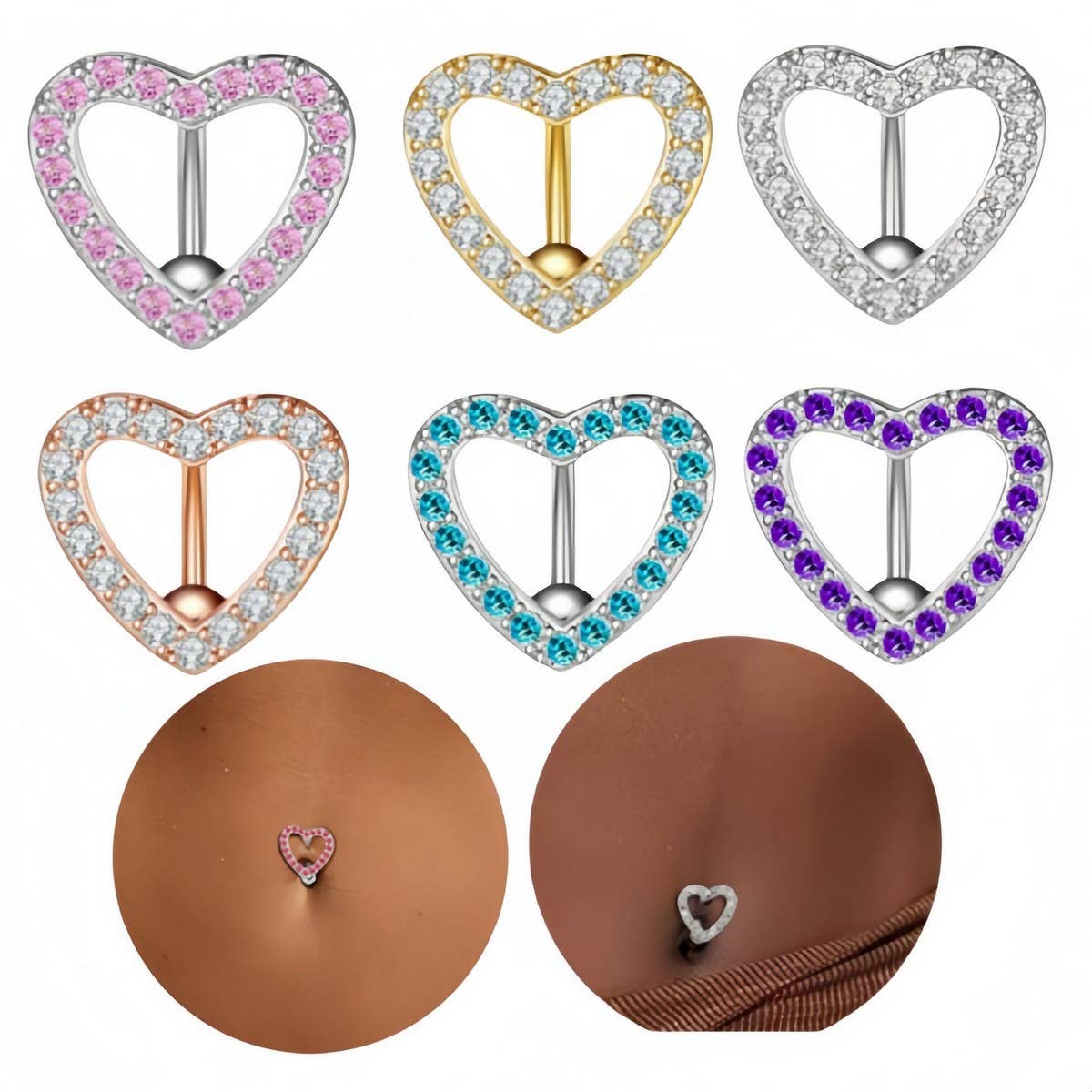 Bow Heart CZ Belly Button Ring ??New Design_CWMM9183