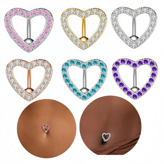 Bow Heart CZ Belly Button Ring ??New Design_CWMM9183