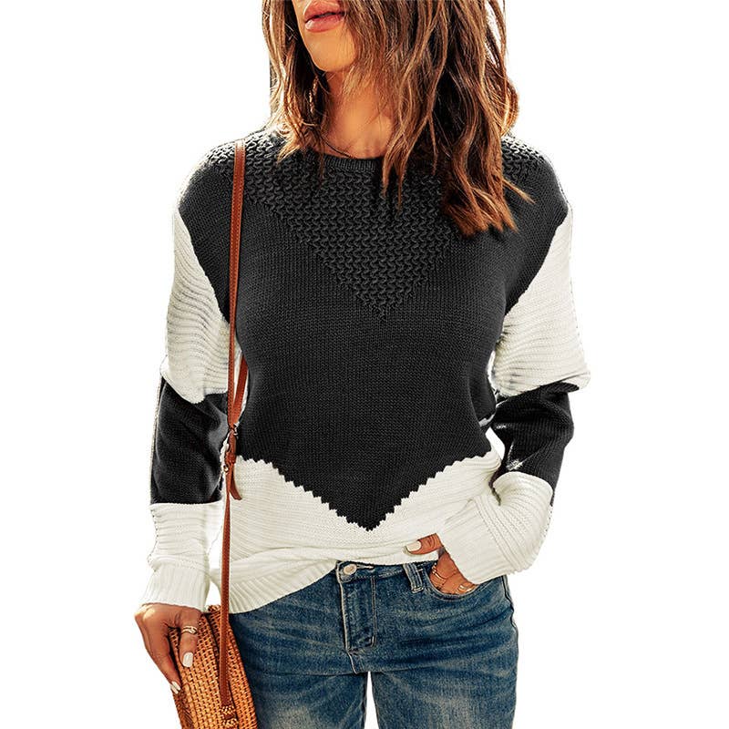 CREW-NECK COLOR MATCHING BASE PULLOVER SWEATER