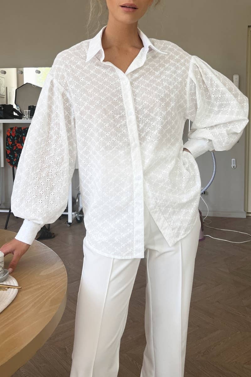 CWTSTL1598_SEE THROUGH LANTERN SLEEVE LONG SLEEVE SHIRT TOP