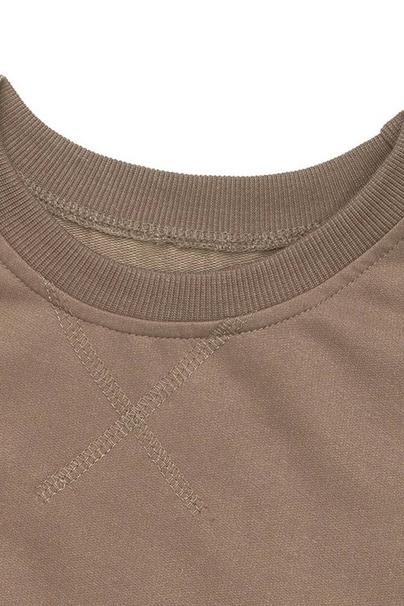 CWSTB1174_SOLID COLOR ROUND NECK CASUAL SWEATSHIRT SUIT