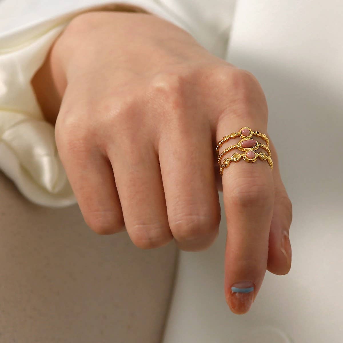 NATURAL RHODOLITE RING NON-FADING FASHION RING