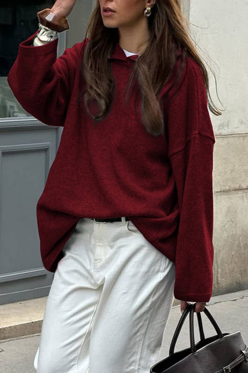 CWOHOL00632_CASUAL KNIT LONG SLEEVE HOODIE