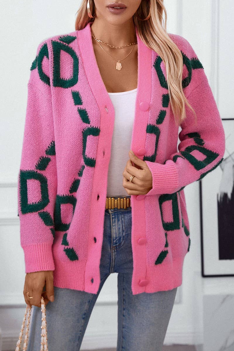 CWOCAL0860_TERRY EMBROIDERED LETTER BUTTON KNIT TOP