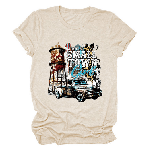 Just a Small Town Girl Print T-Shirt – Loose Fit_CWTTS1525