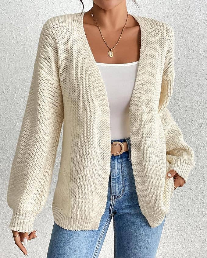 CASUAL COARSE CARDIGAN SOLID COLOR LOOSE COAT
