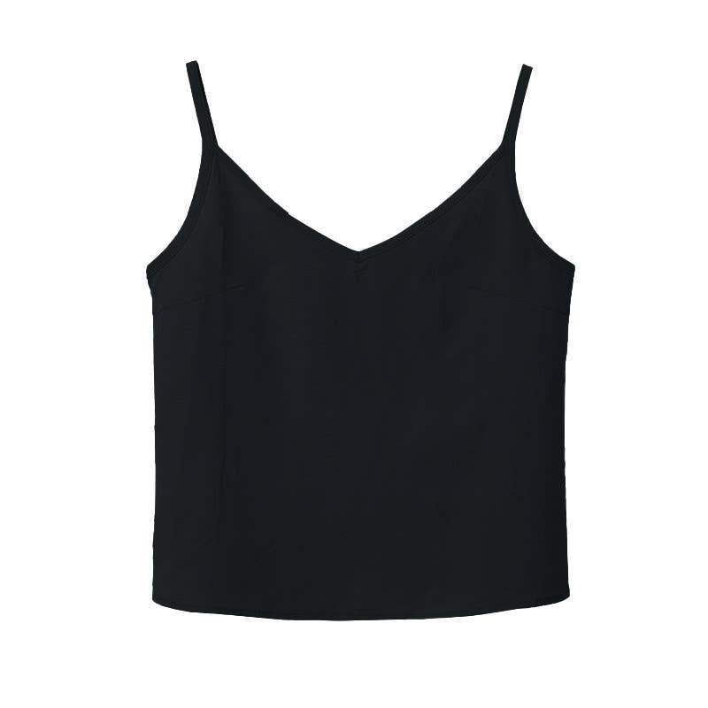 Cotton linen V-neck solid color loose halter top