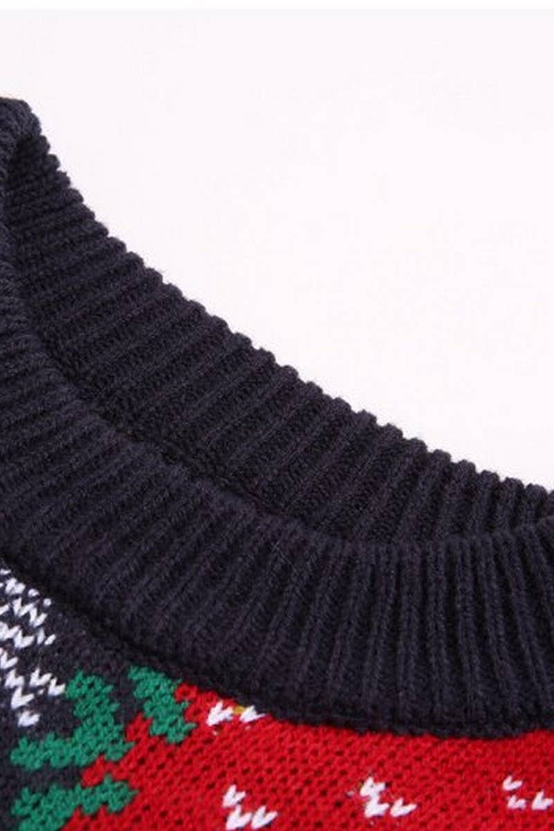 CWOSWL2433_SNOWFLAKE ROUND NECK PULLOVER CHRISTMAS SWEATER