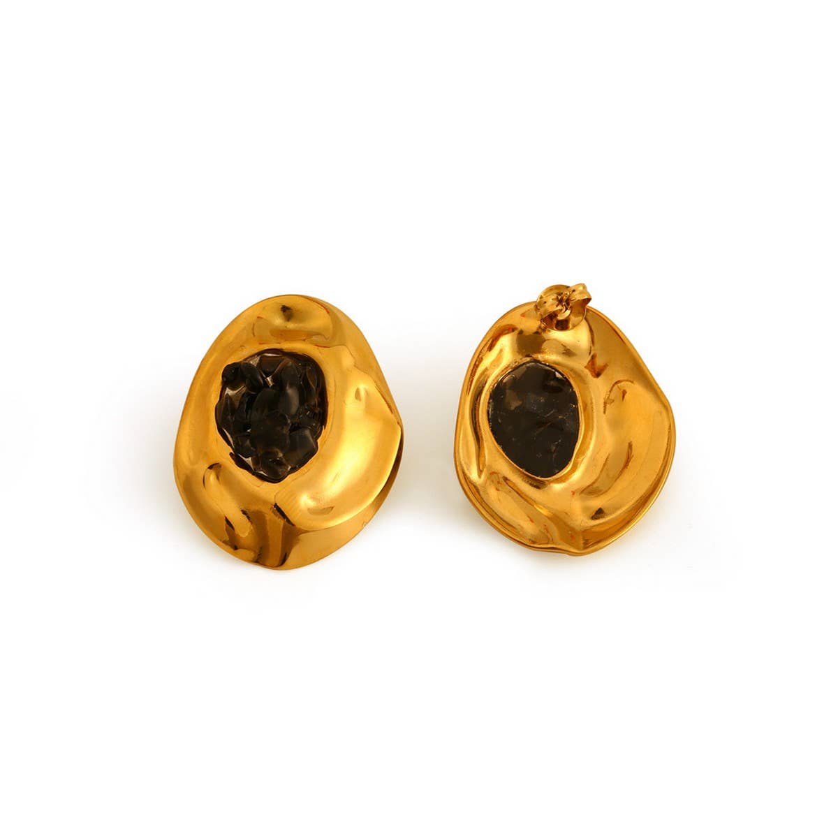 Natural Stone Stainless Steel Irregular Earrings