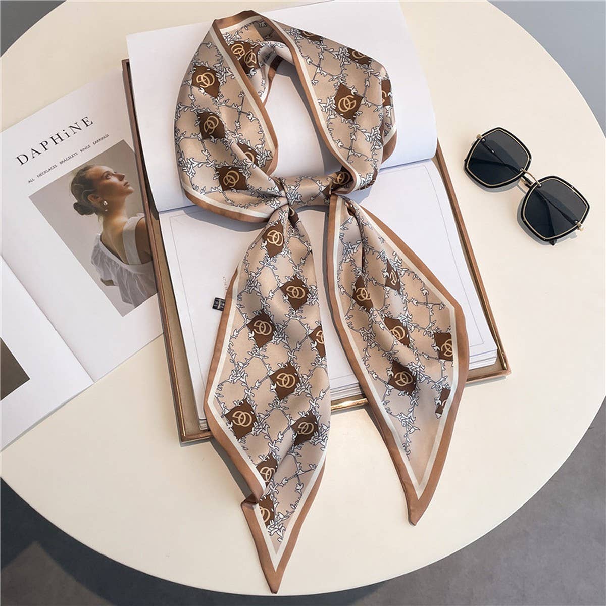 Skinny Silk Scarf for Hair, Neck or Bag Wrap_CWASC1512🎗️