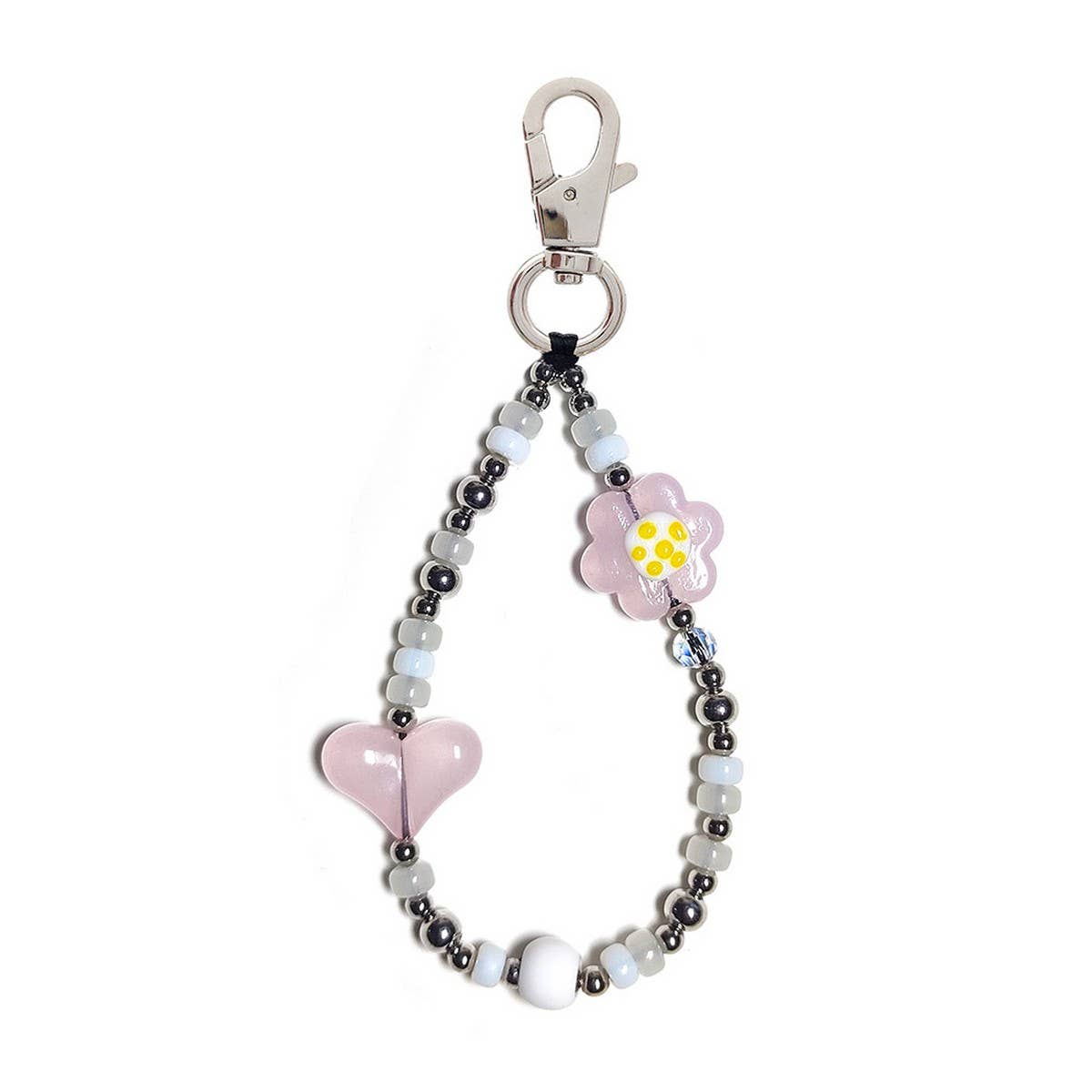 CWMM8712_DOPAMINE COLORFUL HEART BEADED KEYCHAIN