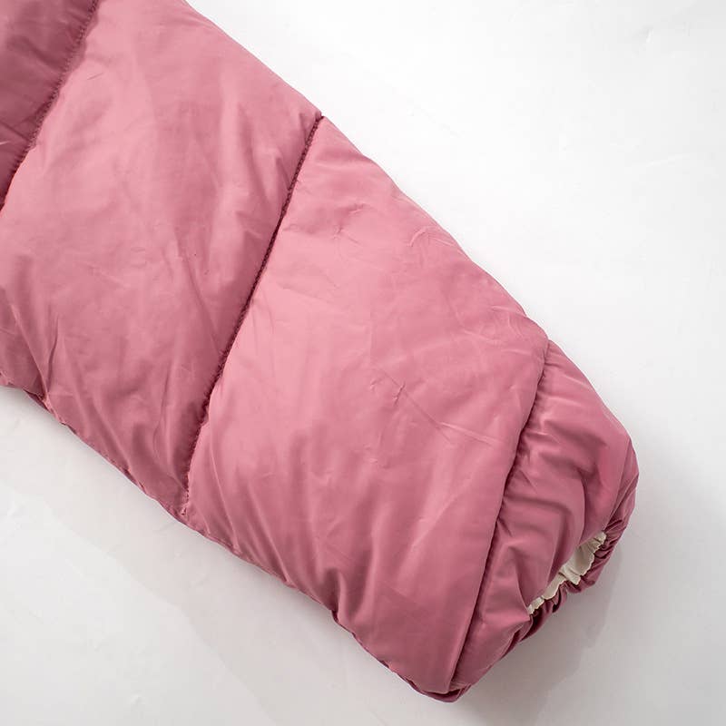 CONTRASTING COLOR ZIPPER STAND-UP COLLAR JACKET