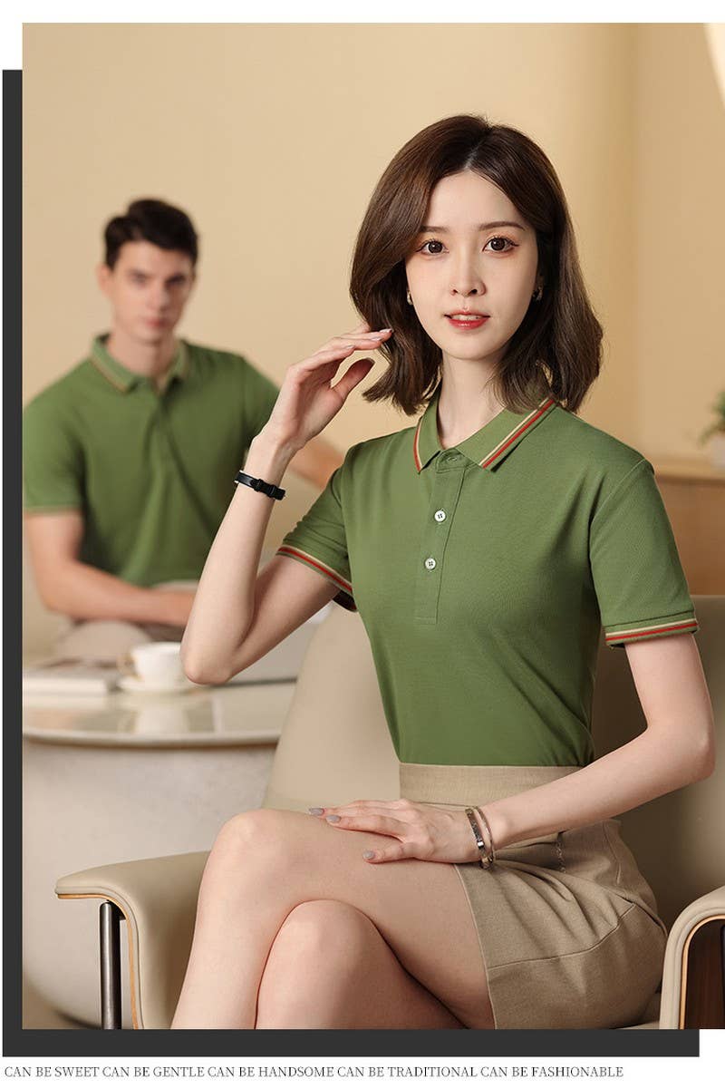 CWTBLS02446_BREATHABLE POLO SHORT SLEEVE CASUAL T-SHIRT