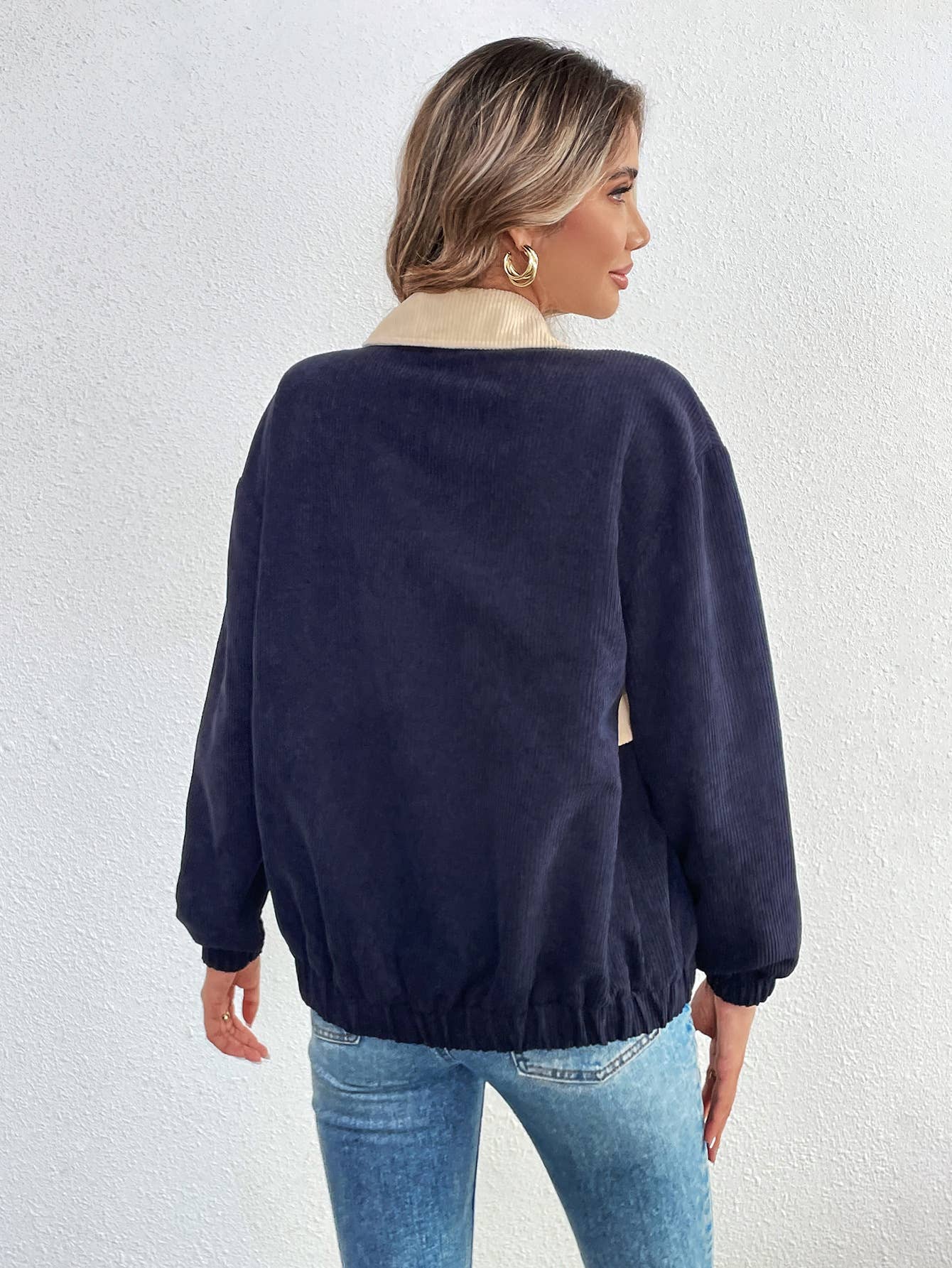 COLOR CONTRAST PATCHWORK LOOSE LONG-SLEEVED COAT