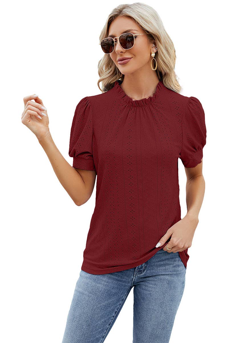 CWTBLS0298_Round Neck Short Sleeved Top