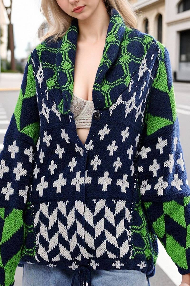 CWOSWL07748_2024 Y2K ABSTRACT PRINT COLLARED KNIT DRESS