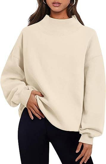 Casual half-high neck fleece hoodie with slit neckline