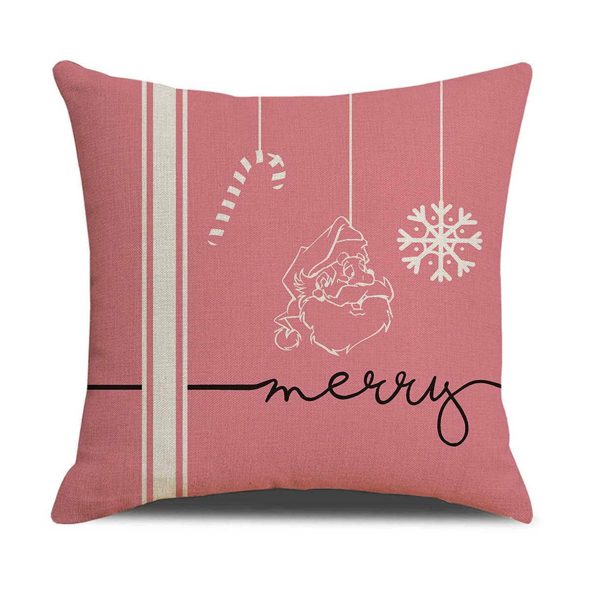 NEW PINK CARTOON CHRISTMAS LINEN PILLOWCASE