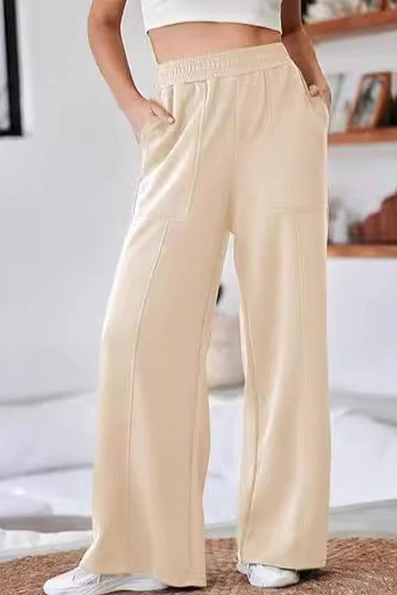 CWBLP1858_CASUAL HIGH WAIST LOOSE CASUAL WIDE LEG TROUSERS