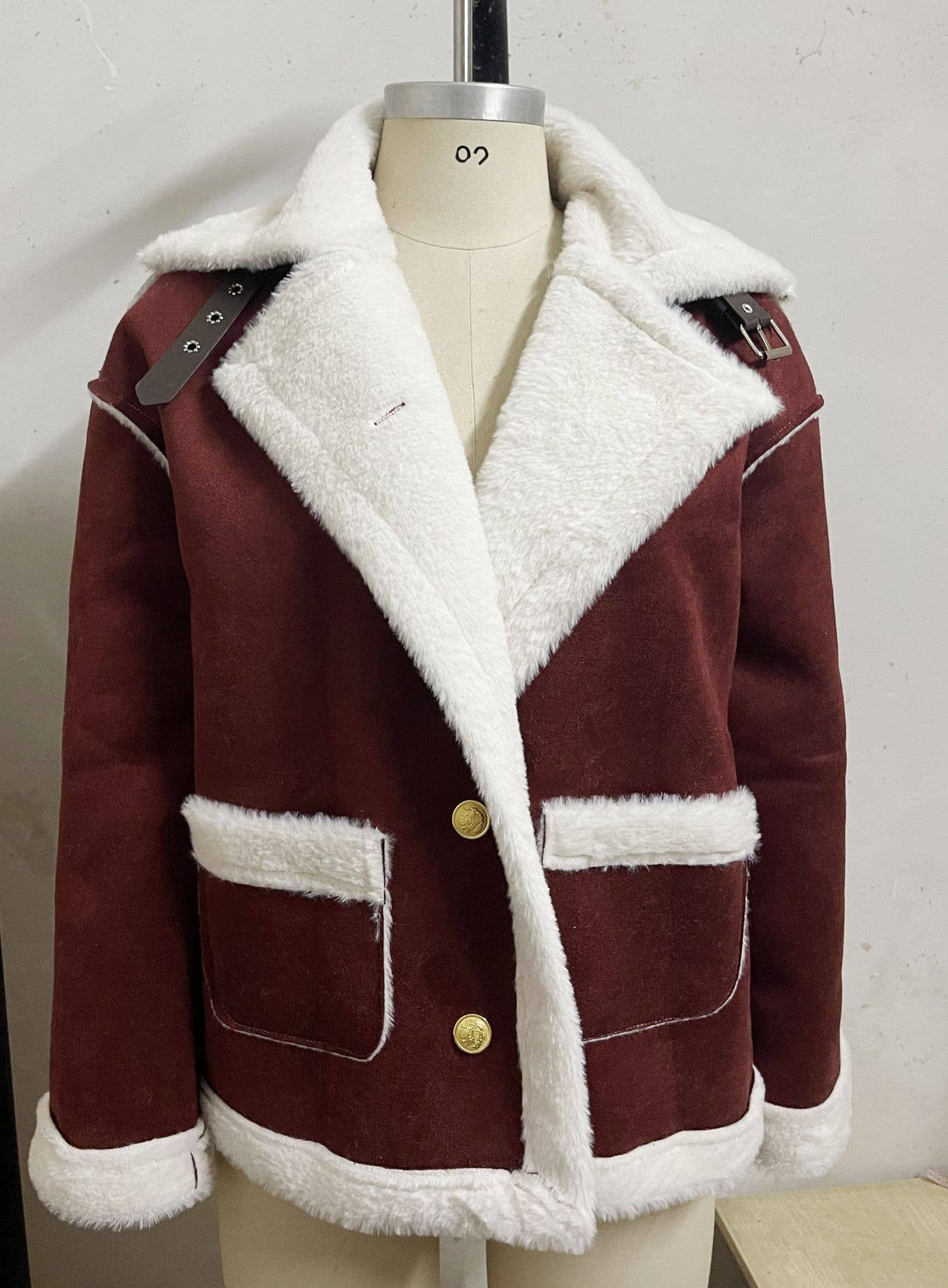 Fashionable lapel plush warm casual coat