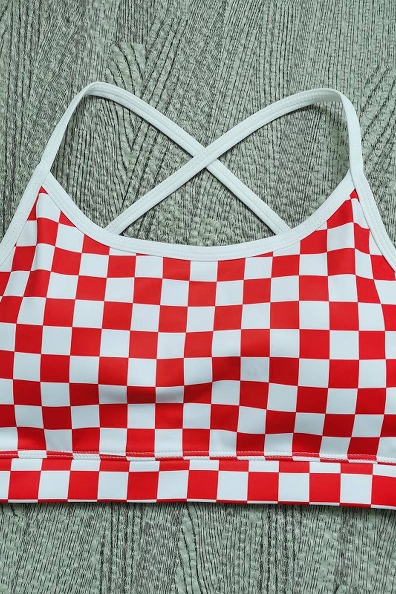 CWTTK1105_YOGA TANK TOP WITH CHECKERBOARD PRINT AND PADDING