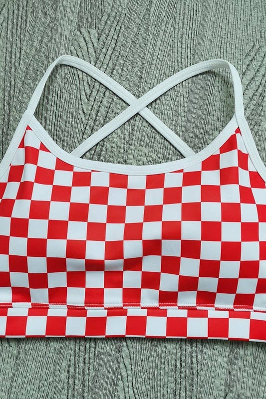 CWTTK1105_YOGA TANK TOP WITH CHECKERBOARD PRINT AND PADDING